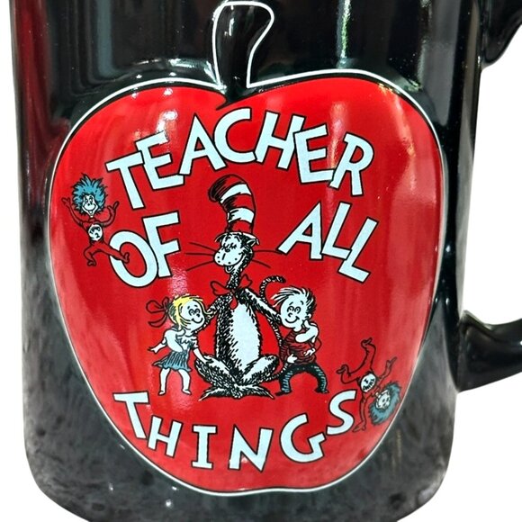 Dr Seuss Cat Hat Universal Studios Coffee Mug Teacher Things Embossed 3D Apple - Picture 2 of 8